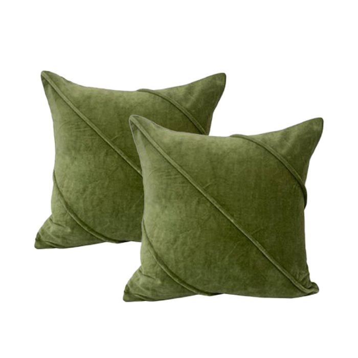 2pc Cloud Linen Trova Cotton Velvet/poly 50cm Cushion Set Square Pillow Sage