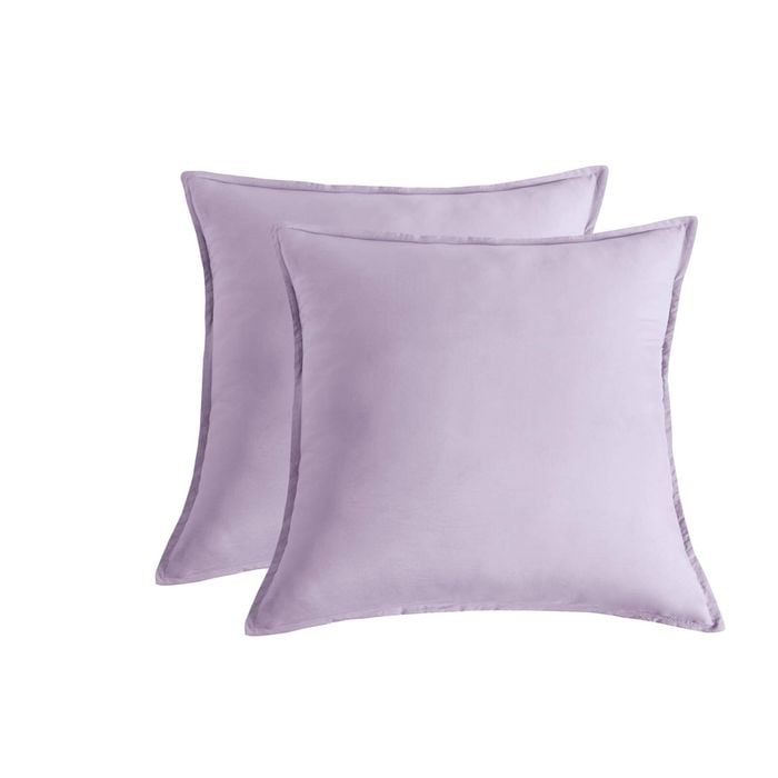 CleverPolly Twin Pack Vintage Washed Microfibre European Pillowcase - Lilac
