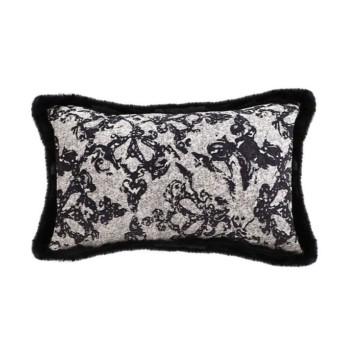 SOGA Vintage Black Herringbone Lumbar Throw Pillow 35x50cm