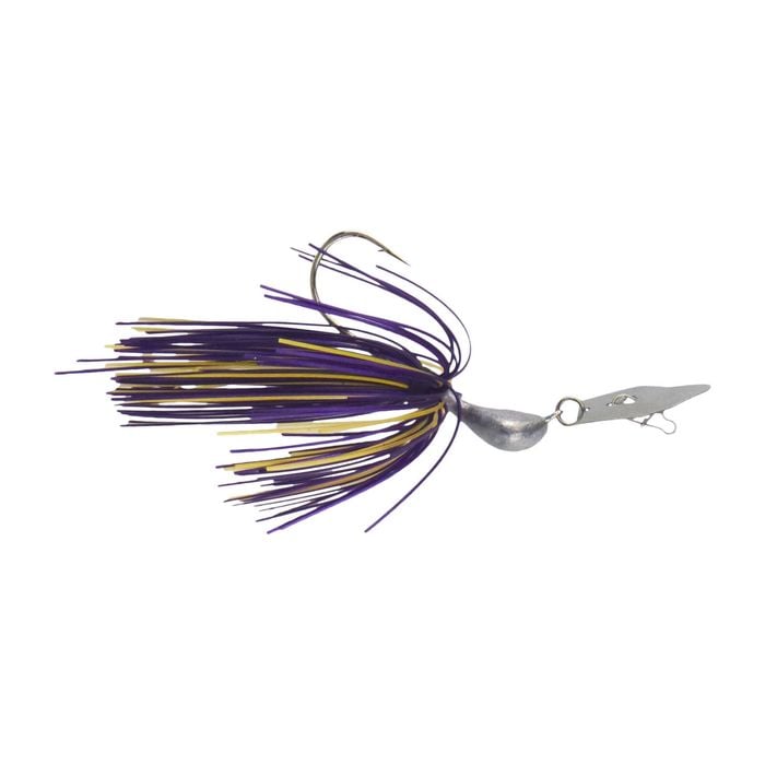 Dekoi 7gm Bladed Swim Jig, Chatterbait, Purple Gold, 2 Pack