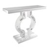 P&P Silver Reflective Console Table with Broken Diamond Detail and Strong Oval Style Base