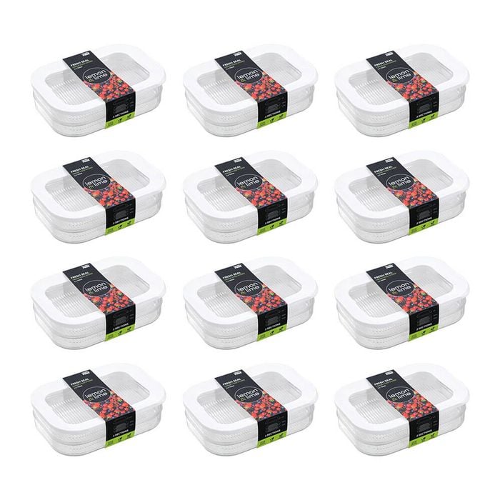 12PK Lemon & Lime Fresh Seal 2 Section Fridge Food Storer 2x750ml