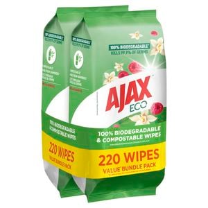 Ajax Eco Vanilla & Berries Antibacterial Disinfectant Surface Cleaning Wipes