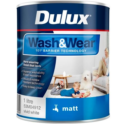 Dulux Wash&Wear Vivid White Matt Interior Paint - 1L - Bunnings New Zealand