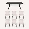 SK Designer Living | 7-Piece Dining Set | Doreen Wood Dining Table 180cm & Osaka Upholstered Dining Chair | Black - Ivory Fabric