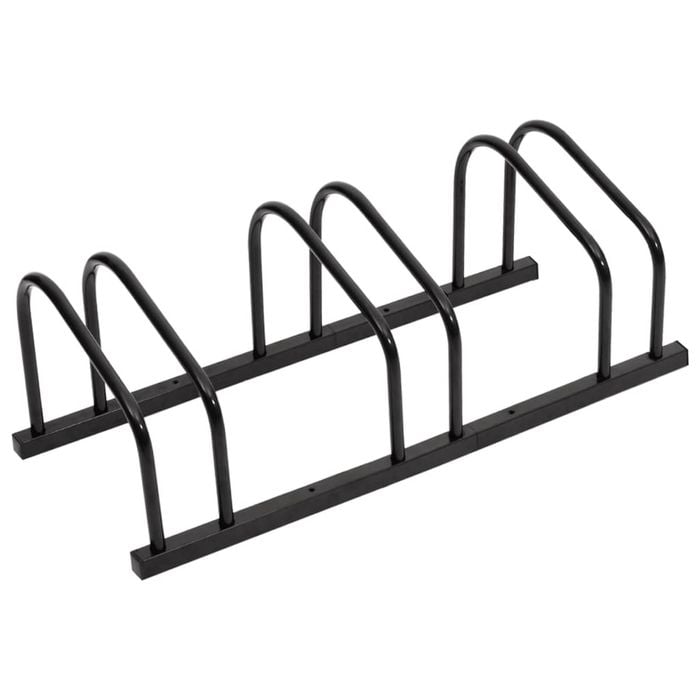 vidaXL Bike Rack Floor Bicycle Storage Rack Stand for 3 Bikes Black Steel