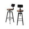 Levede 2x Wooden Vintage Industrial Bar Stools with Back Black