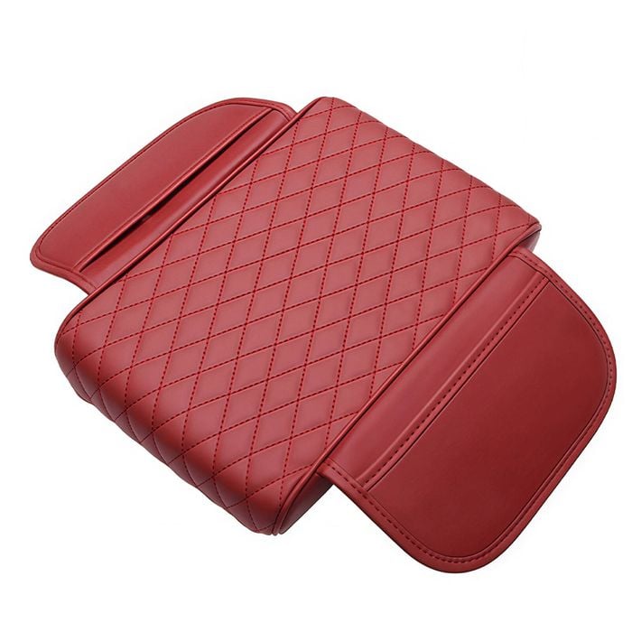 Catzon Car Console Armrest Cover Thickened Upgraded Microfiber Leather Arm Cushion-red