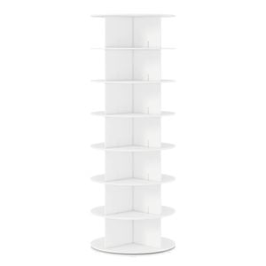 Ufurniture 7-Tier Rotating Shoe Rack Tower 360 Swivel Storage Organiser Display Carousel  White