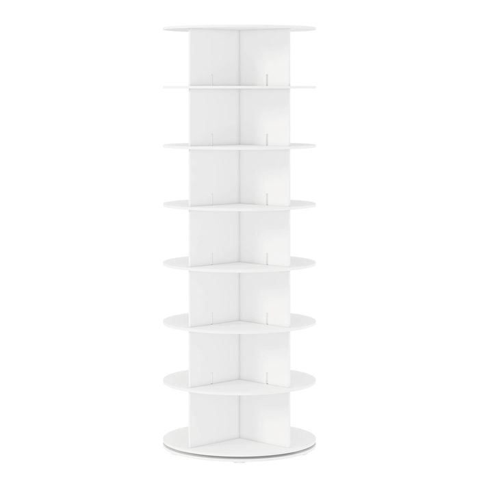 Ufurniture 7-Tier Rotating Shoe Rack Tower 360 Swivel Storage Organiser Display Carousel  White