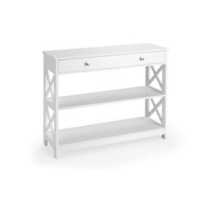 Costway 3-tier Wood Console Table Hallway Display Desk W/drawer & Open Shelf White
