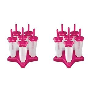 2x 6pc Appetito Home Kitchen Star Ice Pop Mould - Fuchsia