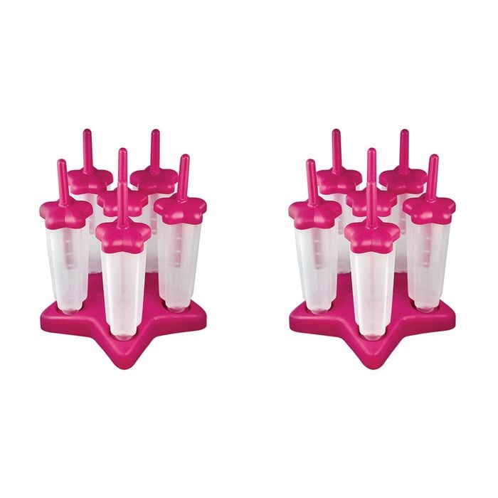 2x 6pc Appetito Home Kitchen Star Ice Pop Mould - Fuchsia