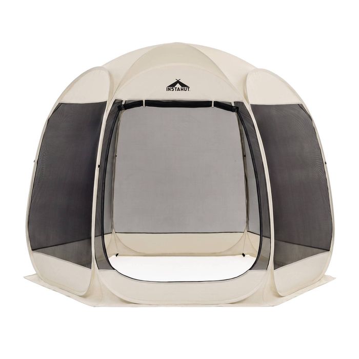 Instahut Gazebo Pop Up Tent 2.7x1.35m Outdoor Marquee Camping Screen Mesh 6 Sided Canopy