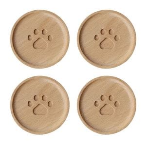Anygleam Natural Wood 4-Pc Coaster Set Kitchen Accessories