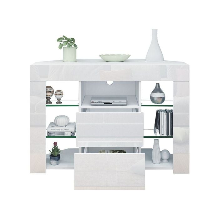 White 2 Drawer Tv Cabinet High Gloss