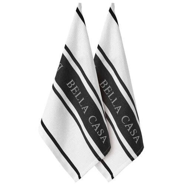 Ladelle Bella Casa Black 2pk Kitchen Towel - 50x70cm