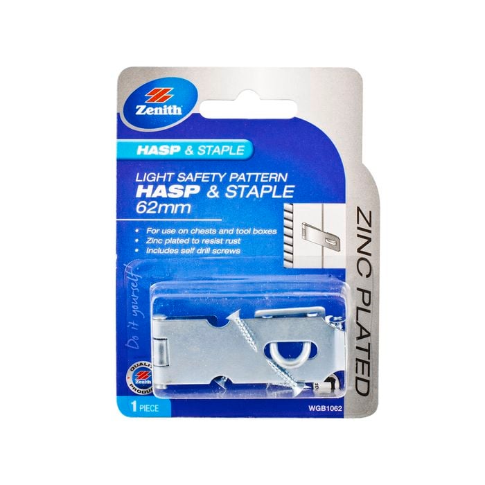 Zenith 62mm Zinc Plated Light Safety Pattern Hasp And Staple
