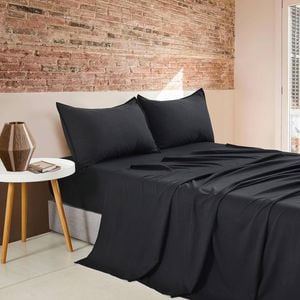 CleverPolly Vintage Washed Microfibre Sheet Set - Black - Queen