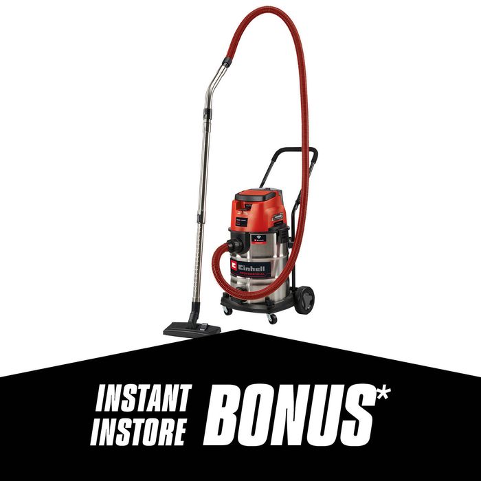 Einhell Pro Brushless 36V 2 x 18V 30L Wet & Dry Vacuum TP-VC 36/30 S Auto