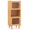 Costway 3-Tier Bamboo Cabinet Storage Organizer Corner Bookcase Sideboard