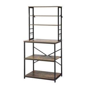 Artiss 6-tier Kitchen Rack With 6 Hooks Microwave Metal Storage Shelf 80cm X 167cm