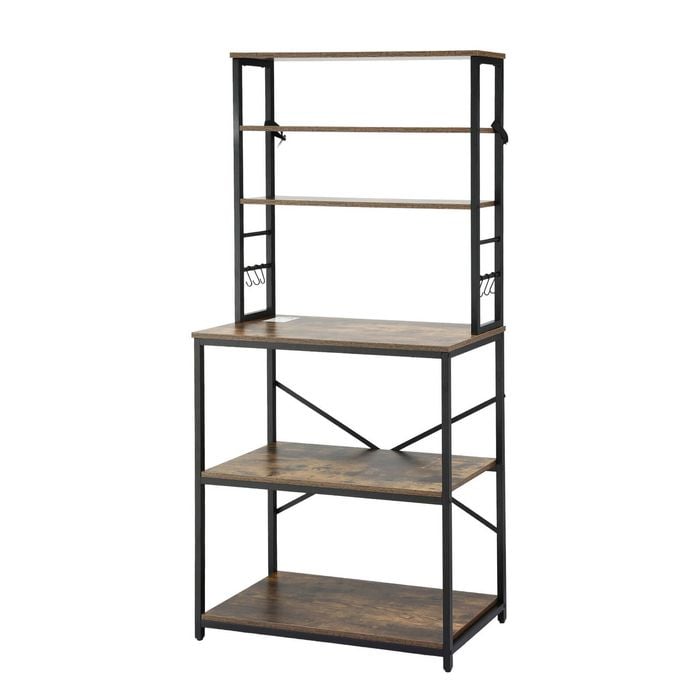 Artiss 6-tier Kitchen Rack With 6 Hooks Microwave Metal Storage Shelf 80cm X 167cm
