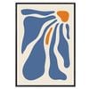 Galrie Stunning Abstract Flowing Forms Art Print in Blue and Orange Minimalist Style, Black Frame, A0 84 x 119cm (33 x 47inch)