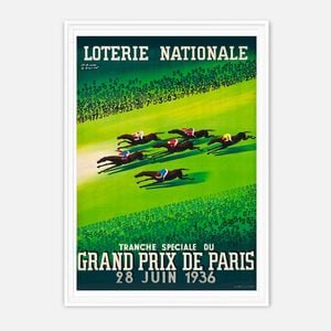 Galrie Vintage Horse Racing Art Print by Paul Colin Grand Prix de Paris 1936, White Frame, 50 x 70cm (20 x 28inch)