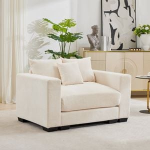 Homfurn Oversized Single Sofa, Corduroy Large Accent Chair for Living Room, Modern Deep Armchair