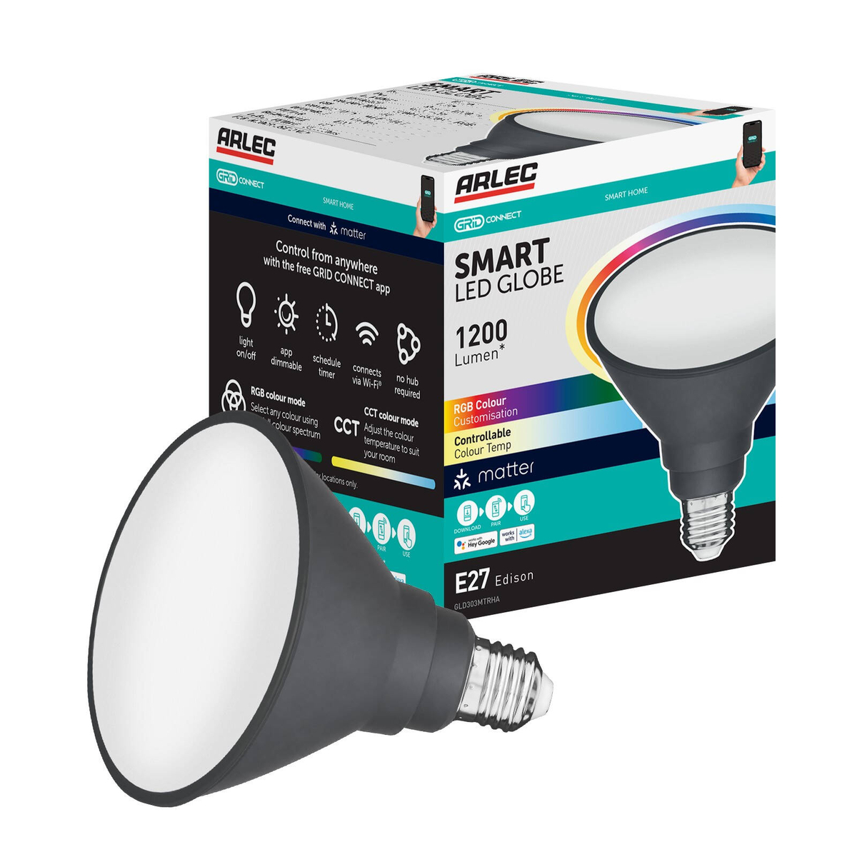 Arlec Grid Connect Smart E27 PAR38 1200lm LED RGB & Tunable White ...