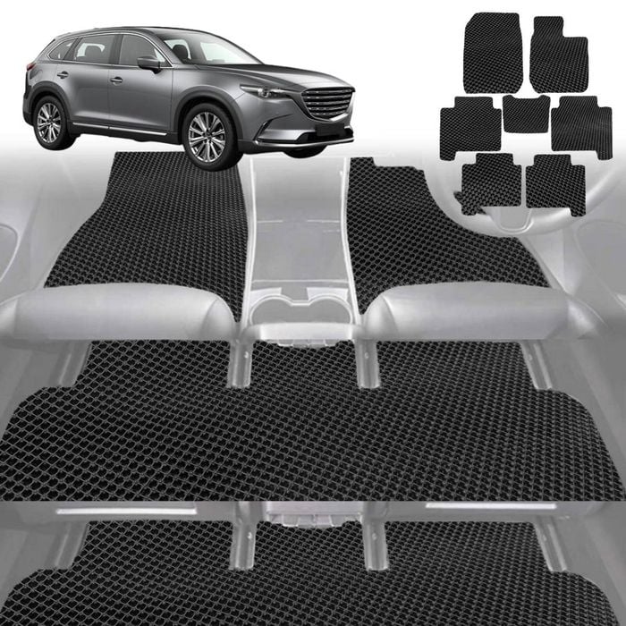 6D Diamond Car Floor Mats for Mazda CX-9 2016-Current-Ultimate Set-Black-Outback GT