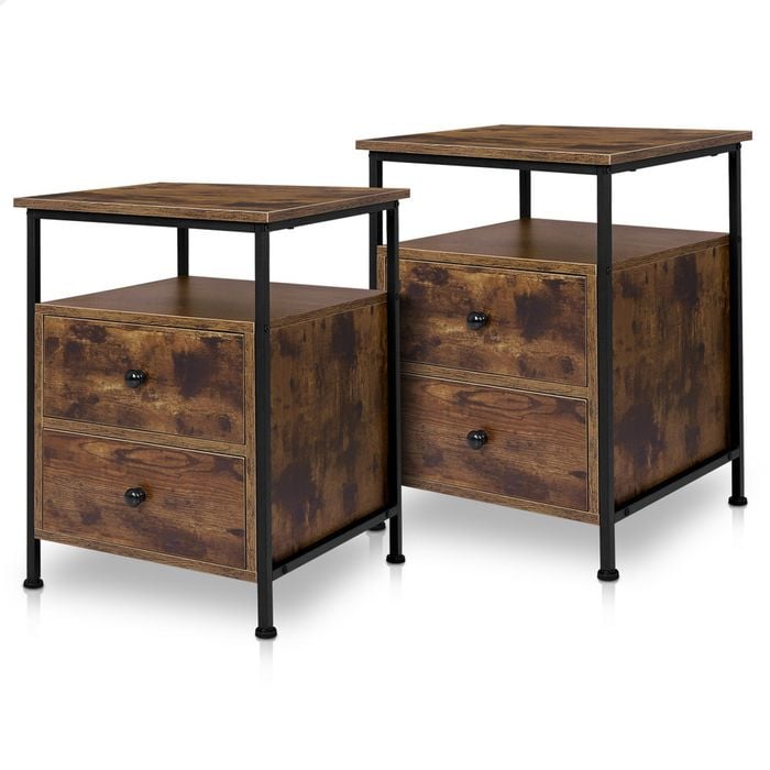 ALFORDSON 2x Bedside Table Industrial Oak