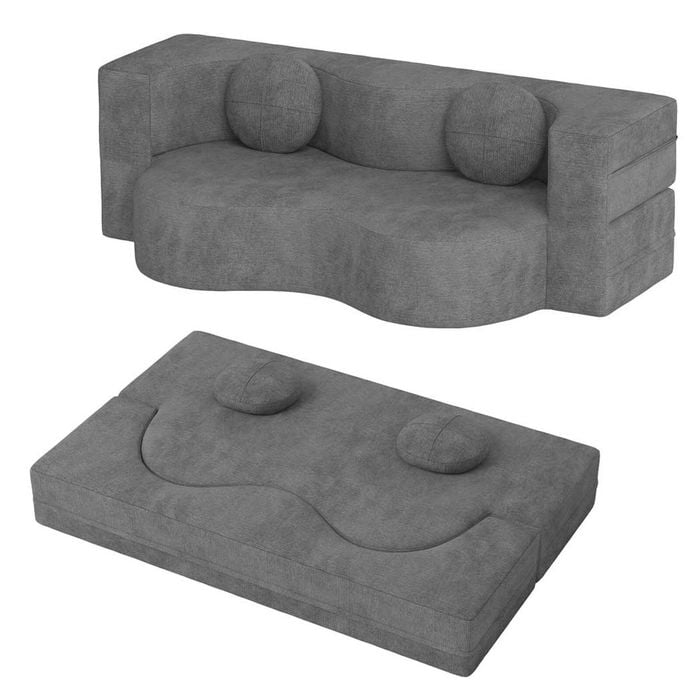 Familand 200cm Convertible Memory Foam Sofa Bed In Grey