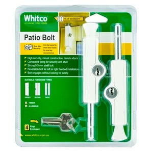 Whitco White CYL4 Patio Bolt - 2 Pack