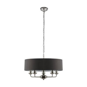 Lexi Lighting Beata Chandelier Light Large Satin Nickel Grey Shade 5 Bulbs