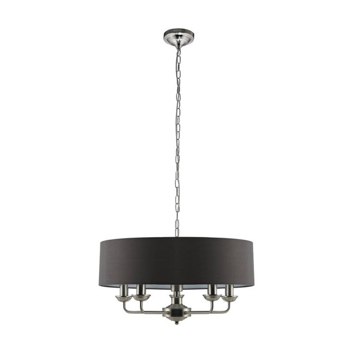 Lexi Lighting Beata Chandelier Light Large Satin Nickel Grey Shade 5 Bulbs