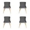 Sk Designer Living | Pack Of 4 | Osaka Dining Chair | Natural Legs - Grey Fabric
