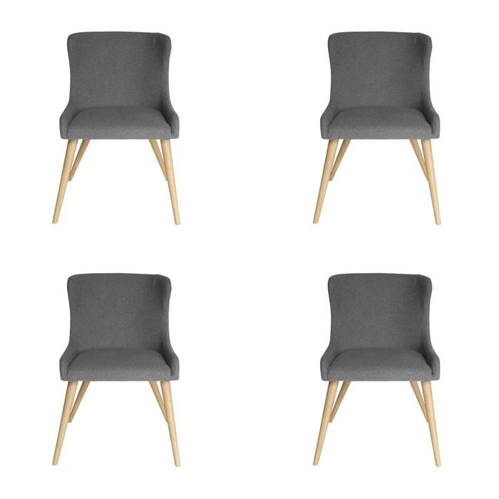 Sk Designer Living | Pack Of 4 | Osaka Dining Chair | Natural Legs - Grey Fabric