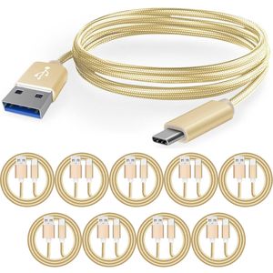 PriceDumb 10 Pack 1m Data Transfer Charger Charging USB Type C Cable Cord Bulk Braided Gold Nylon