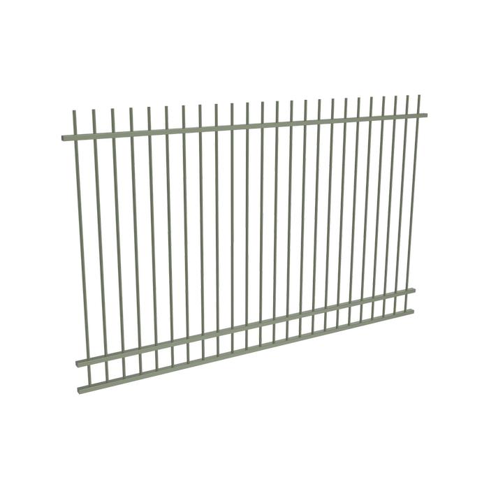 ProtectorAl 2400 x 1500mm Pale Eucalypt Aluminium Pool Fence Panel Picket Top With Mid Rail