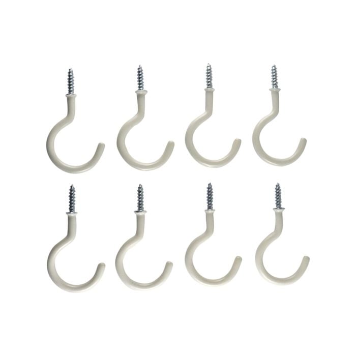 Everhang 28mm White PVC Cup Hook - 8 Pack
