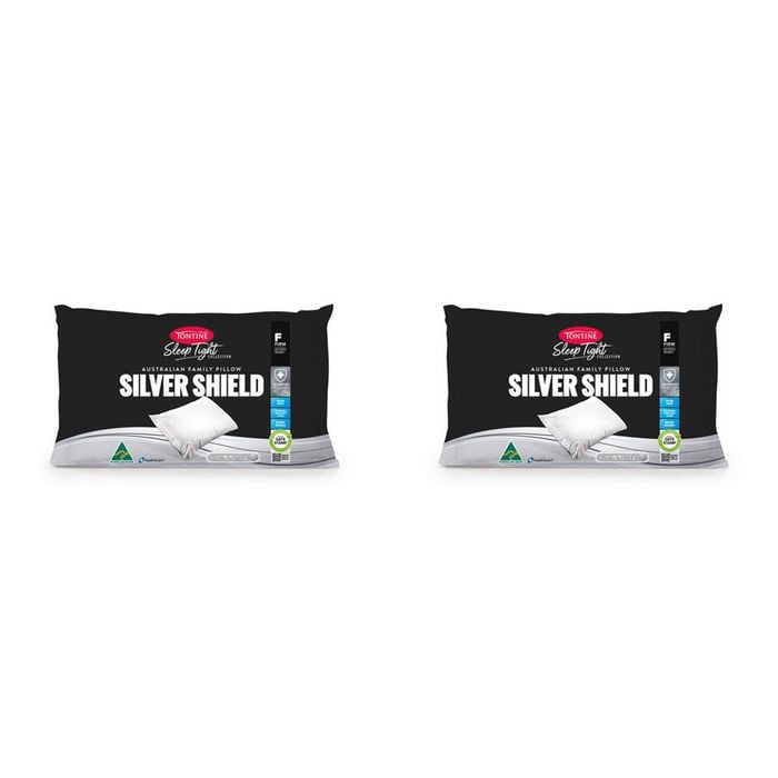 2PK Tontine Sleep Tight Silver Shield Firm Cotton Pillow 46x71cm - White