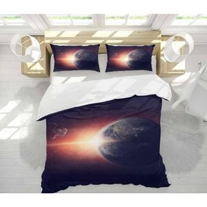 3D Earth Astronaut 30 Bed Pillowcases Quilt Queen Size