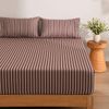 Dreamaker Pippa Stripe Fitted Sheet Set Chocolate Single Bed