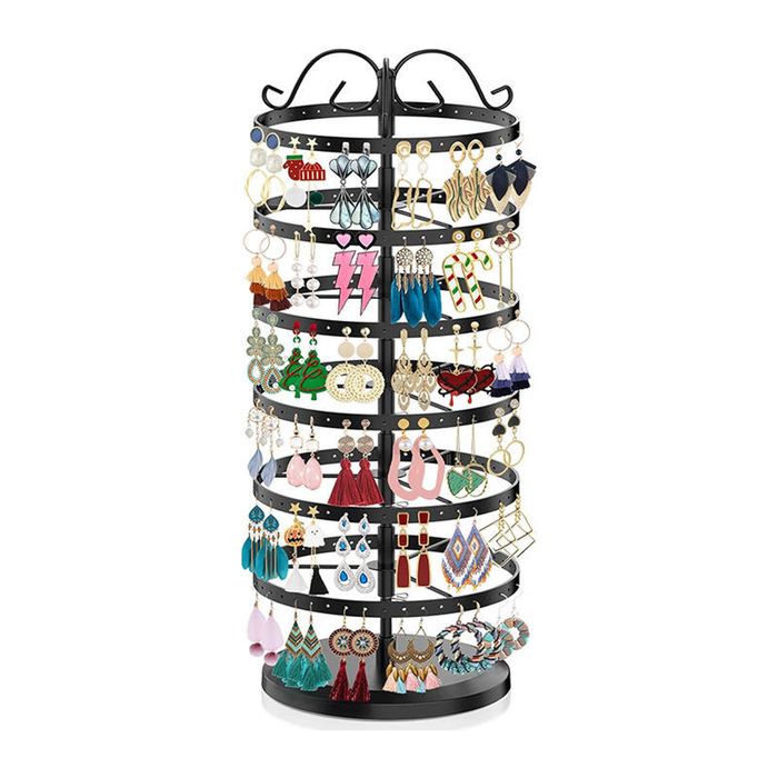 Catzon 6 Tier Rotating Earring Organizer 264 Holes Adjustable Height-black
