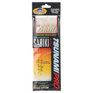 Tsunami TS119 Iridescent Glo Head Red Sabiki Live Bait Jig 14