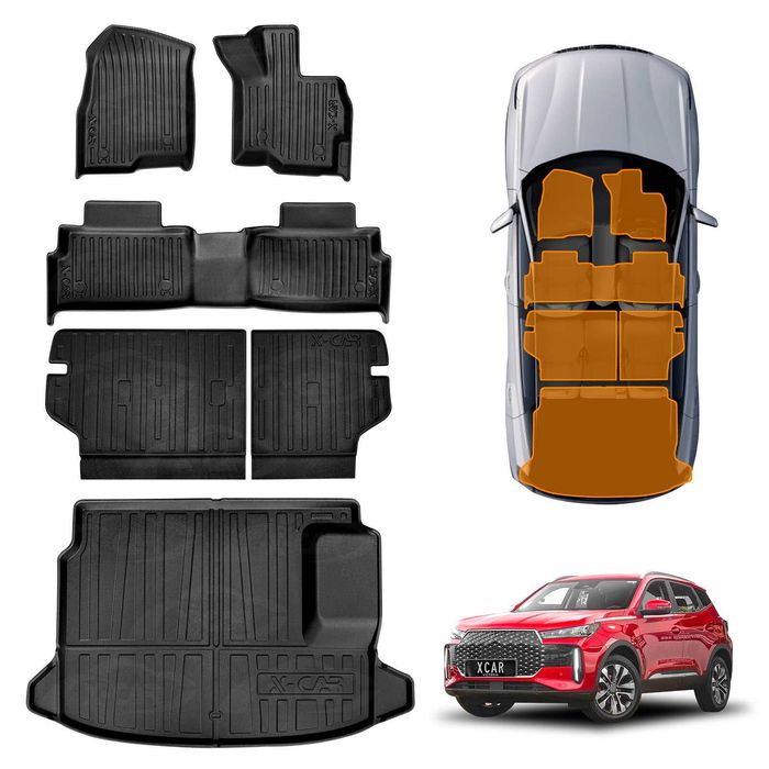 Floor Mats Boot Liner for Chery Tiggo 4 Hybrid 2025-Onwards Cargo Kick Mats Back Seat Cover