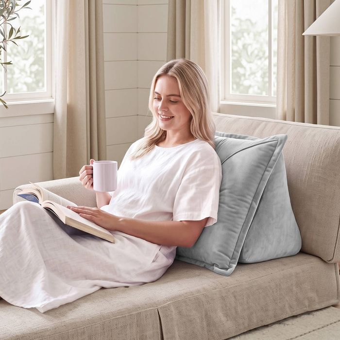 Giselle Velvet Wedge Pillow for Bed Sitting Up 25D High Density Foam Backrest