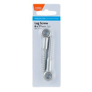 Taskmaster 8mm 316 Stainless Steel Lag Screw - 2 Pack